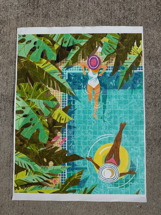 Other - Tropical Poolside Escape – Finished Paint by Number Canvas Art